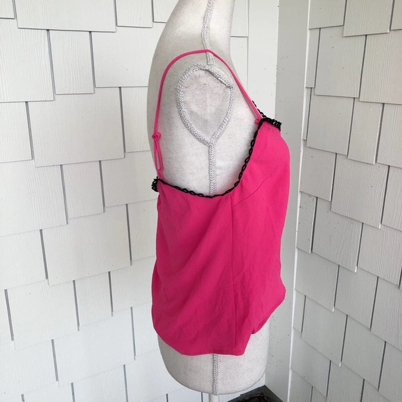 BB Dakota Women's Pink One Hot Minute Bubble Crepe Button Front Cami Tank sz S - Picture 7 of 7